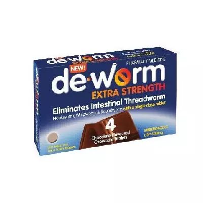 De.worm Extra Strength 500mg Chocolate Flavoured - 4 Chewable Tablets