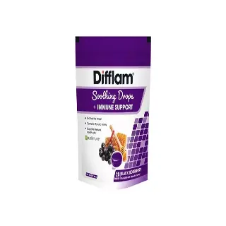Difflam Soothing Throat Drops + Immune Support Black Elderberry flavour 20 Drops