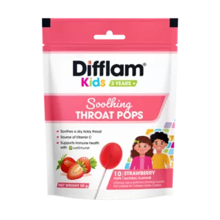 Difflam Kids Soothing Throat Pops Strawberry - 10 Pops